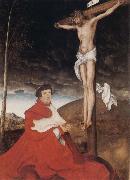 Hans holbein the younger Cardinal Albrecht of Branden-burg before the Crucifiel Christ oil on canvas